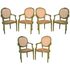 Set of Six Faux Bois Dining Chairs