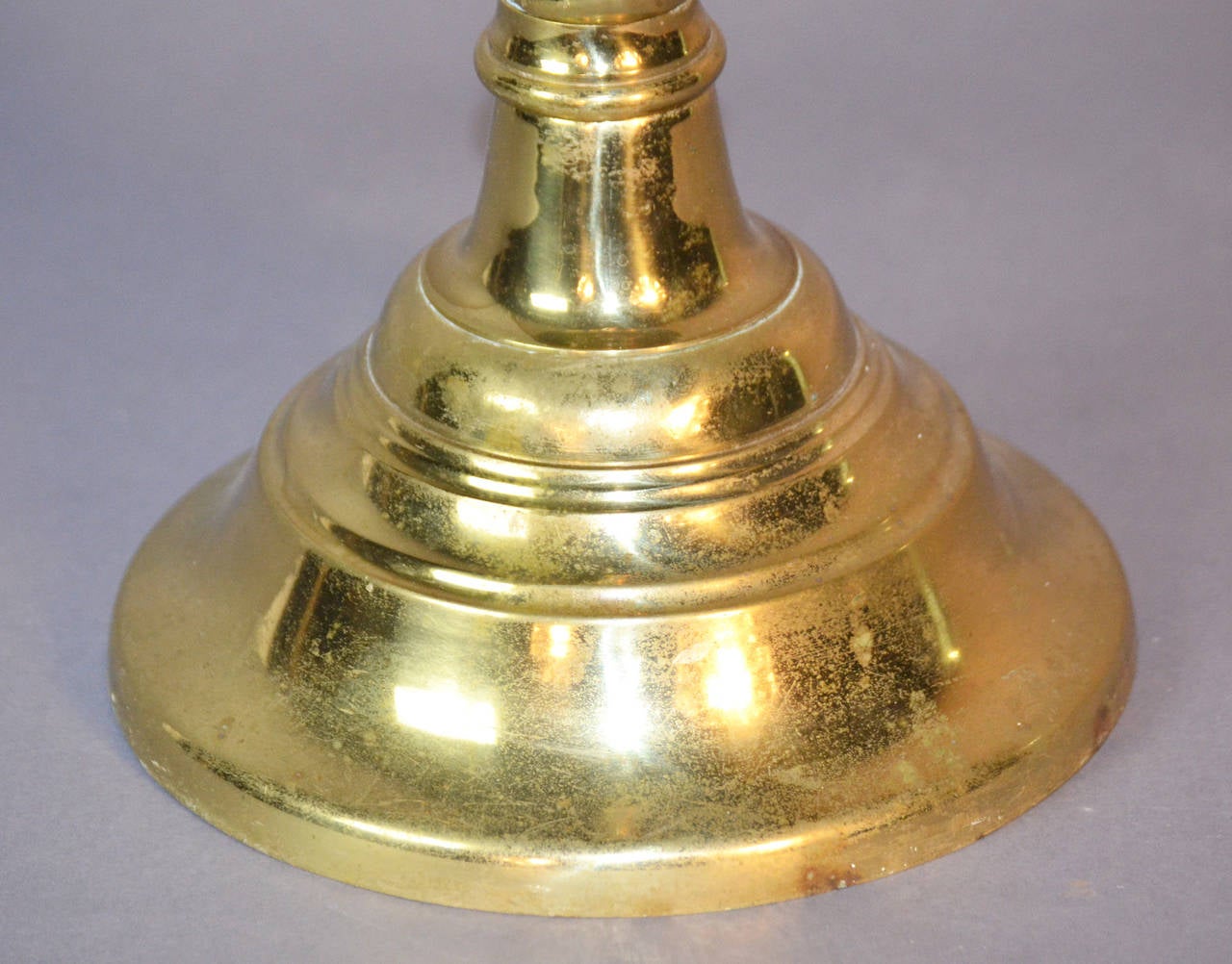 Pair of Tall English Brass Floor Candlesticks 2
