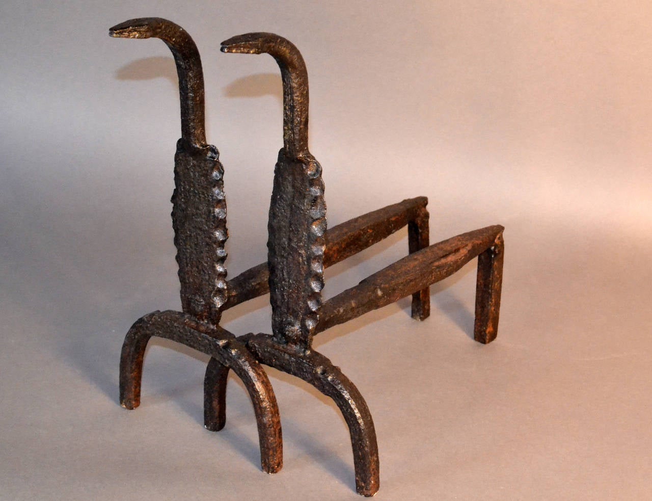 American Dramatic Cobra Fireplace Andirons