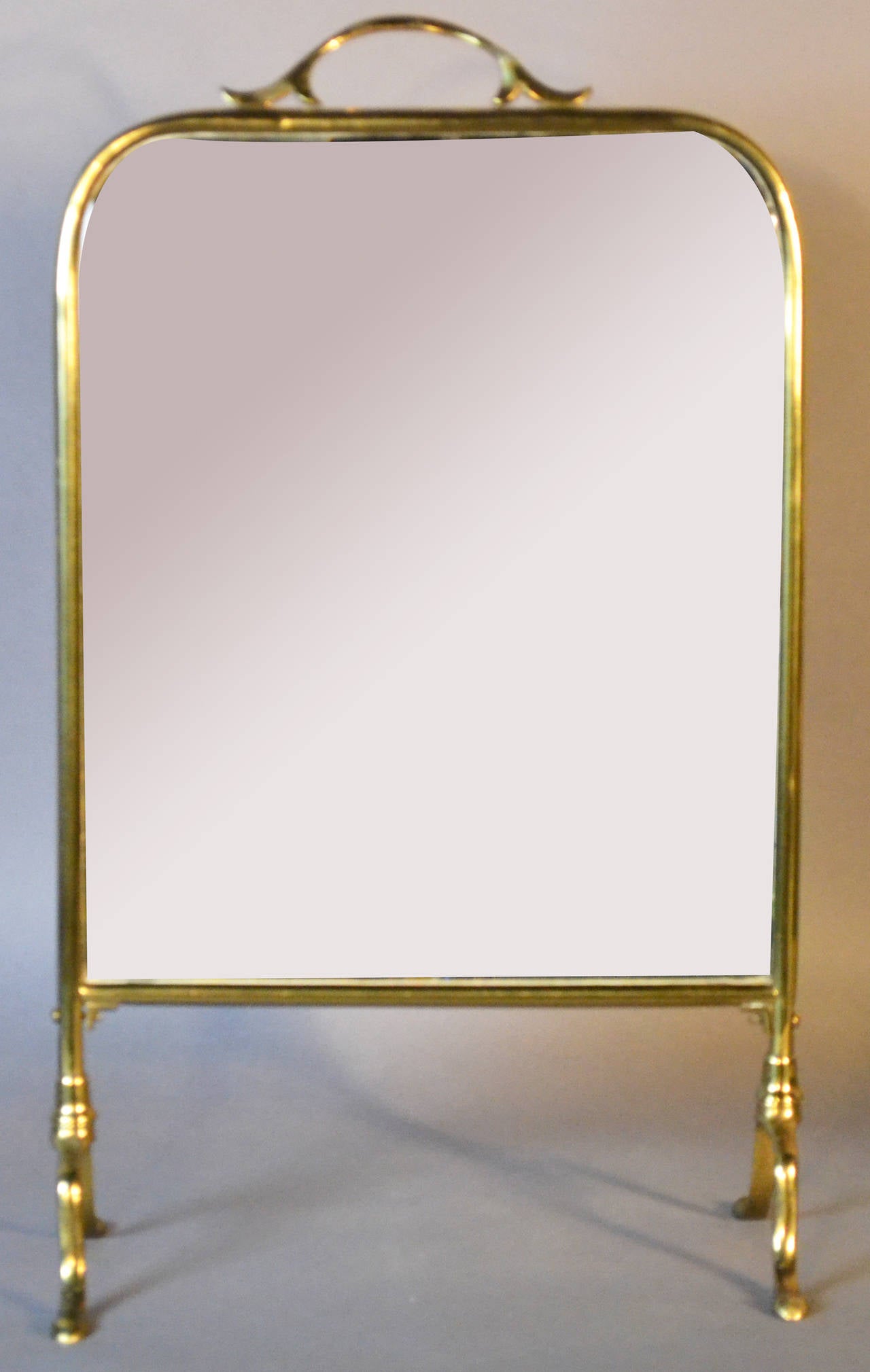 Mid-Century Shaving or Vanity Brass Mirror