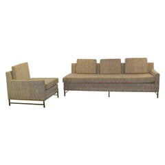 Paul McCobb 2 Piece Section Sofa with Brass Legs