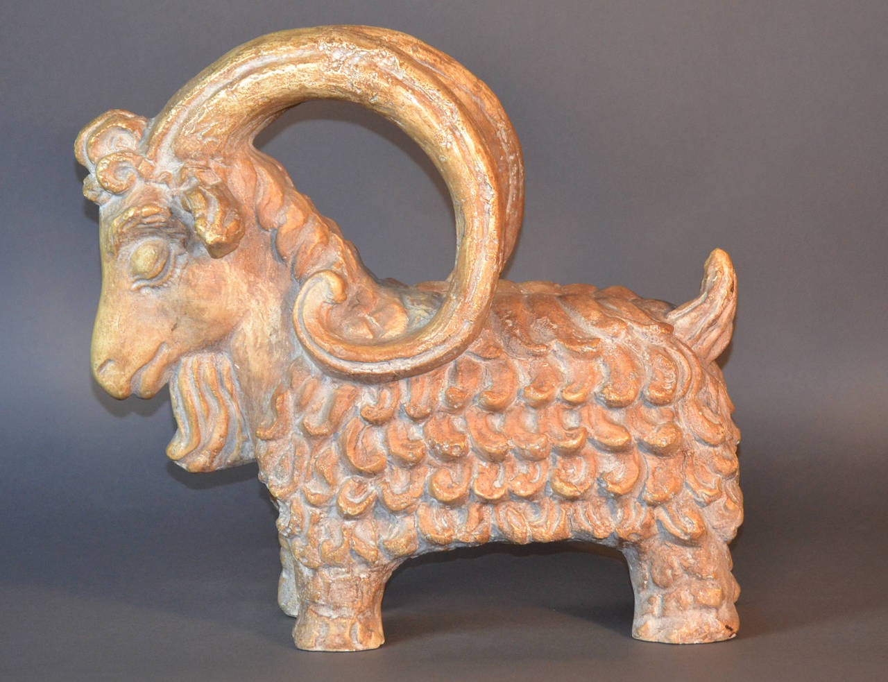 Signed Mid-Century Ceramic Ram Sculpture 2