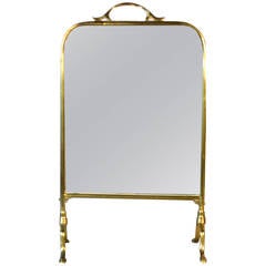 Mid-Century Shaving or Vanity Brass Mirror