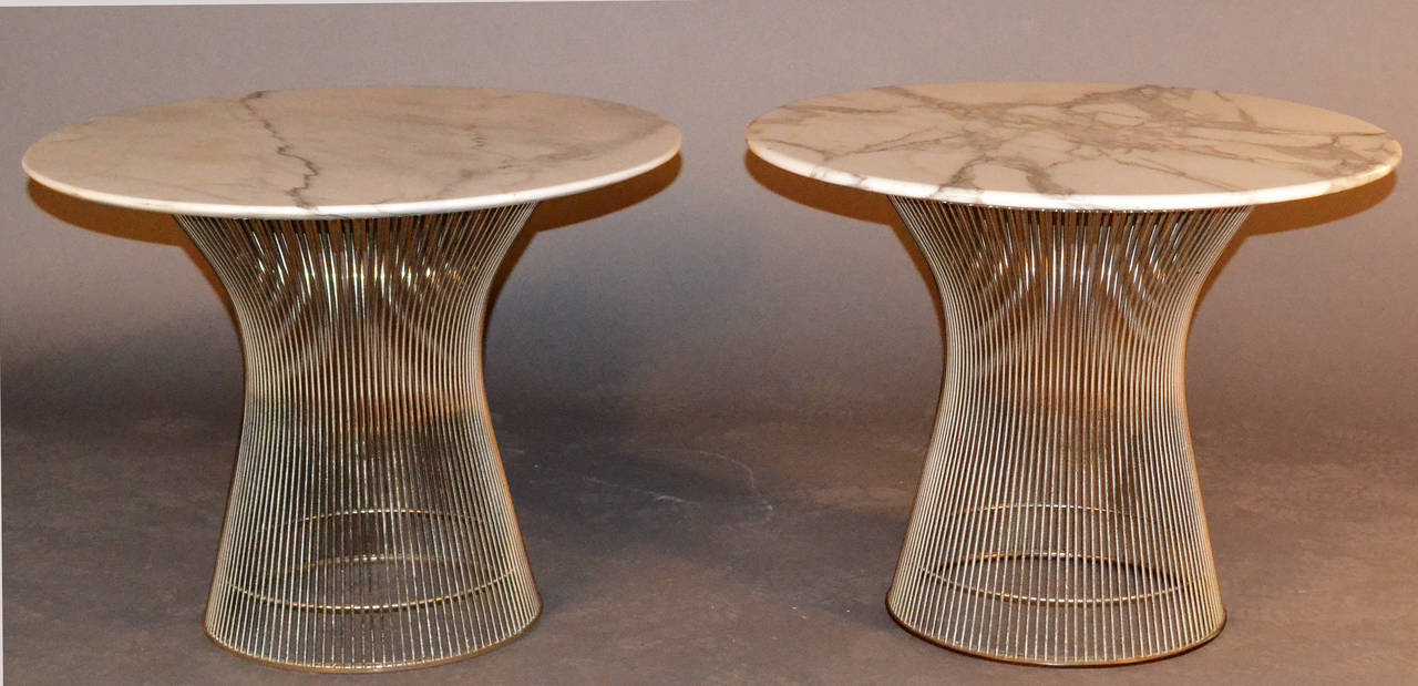 Pair of Warren Platner Marble-Top Side Tables for Knoll