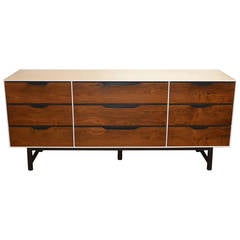 Mid-Century Modern White Lacquered or Walnut Nine-Drawer Chest
