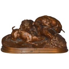 P. J. Mene La Chasse Au Lapin, French Bronze