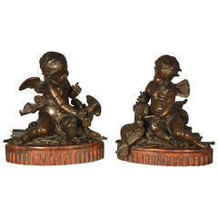 V. Paillard, Pair of French Bronze Cupids or Putti Sculptures, circa 1860