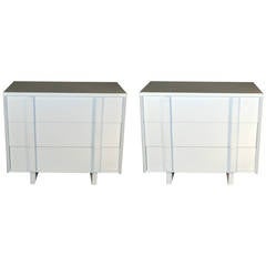 Pair of Pebbled Grain Leather Covered Chests in the Manner of Karl Springer
