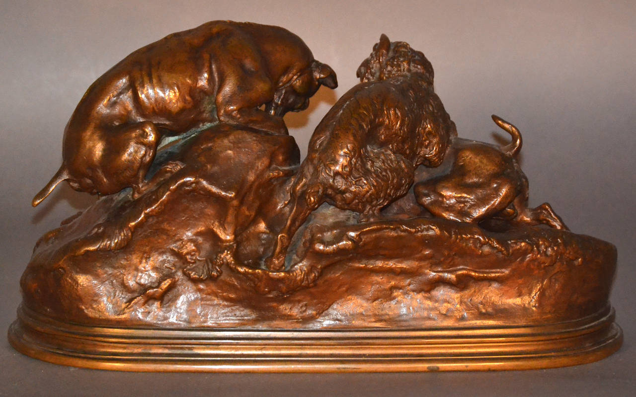 P. J. Mene La Chasse Au Lapin, French Bronze For Sale 2