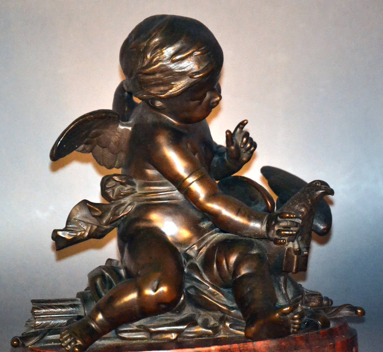 Mid-19th Century V. Paillard, Pair of French Bronze Cupids or Putti Sculptures, circa 1860 For Sale