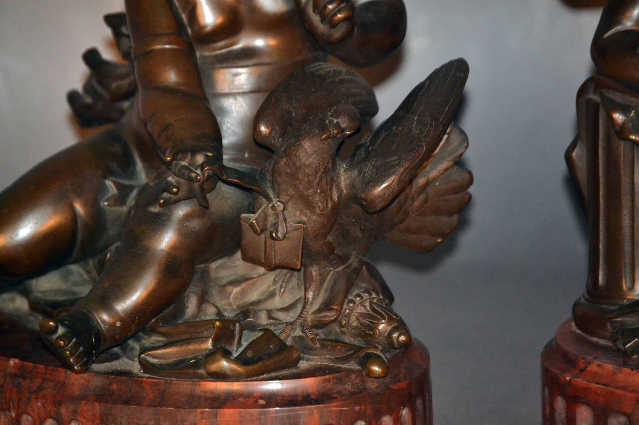 V. Paillard, Pair of French Bronze Cupids or Putti Sculptures, circa 1860 For Sale 1