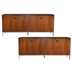 Rosewood Founders Credenza or Console Pair with Chrome Legs
