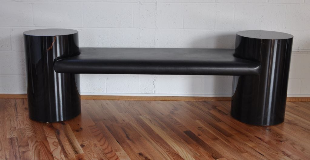 Black Leather Bench - Roche Bobois