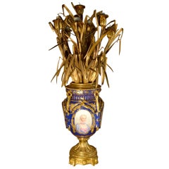 A Single 19thc Sevres Style Portrait Candelabra