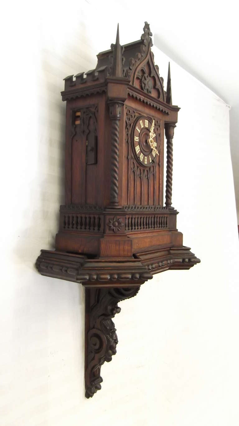 German Gothic Cathedral Bracket Cuckoo Clock