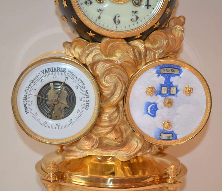Rare Spanish Desk Clock with Calendars In Excellent Condition For Sale In Vancouver, BC