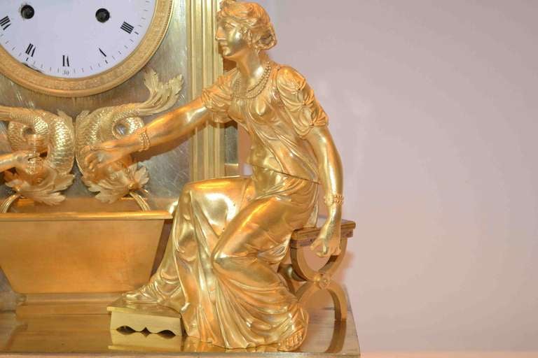 Rare model French Empire mantle clock called 'La Fontaine' In Excellent Condition In Vancouver, BC