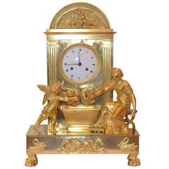 Rare model French Empire mantle clock called 'La Fontaine'