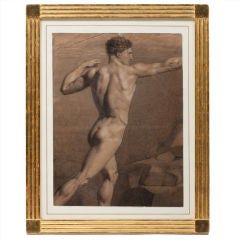 An early 19thC Academy drawing of an athlete
