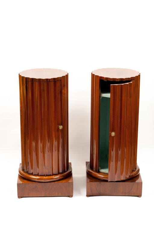 Pair of late 18thC/ early 19thC Italian fluted walnut pedestals