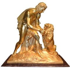 Gilded Bronze depicting Androcles And The Lion, French Circa 1825