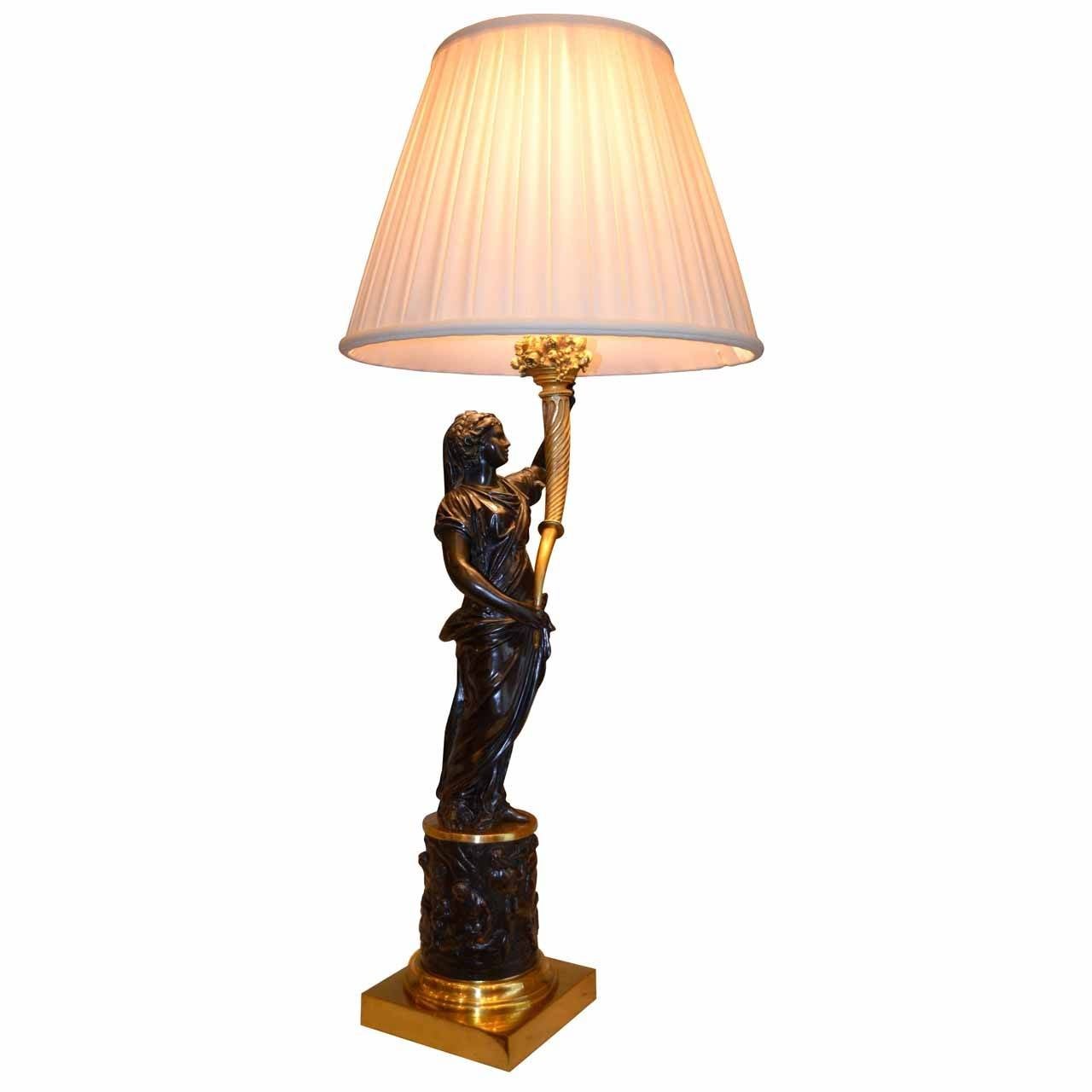 Large Bronze Classical Figure as a Table Lamp after Clodion For Sale