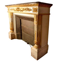 Louis XVI Style Gilded And Painted Wood Fire Surround