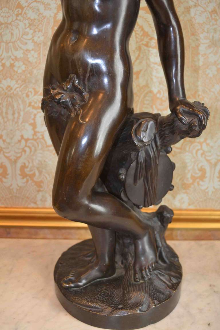 Romantic French 19th Century Bronze Bacchante (Goddess of Wine) For Sale
