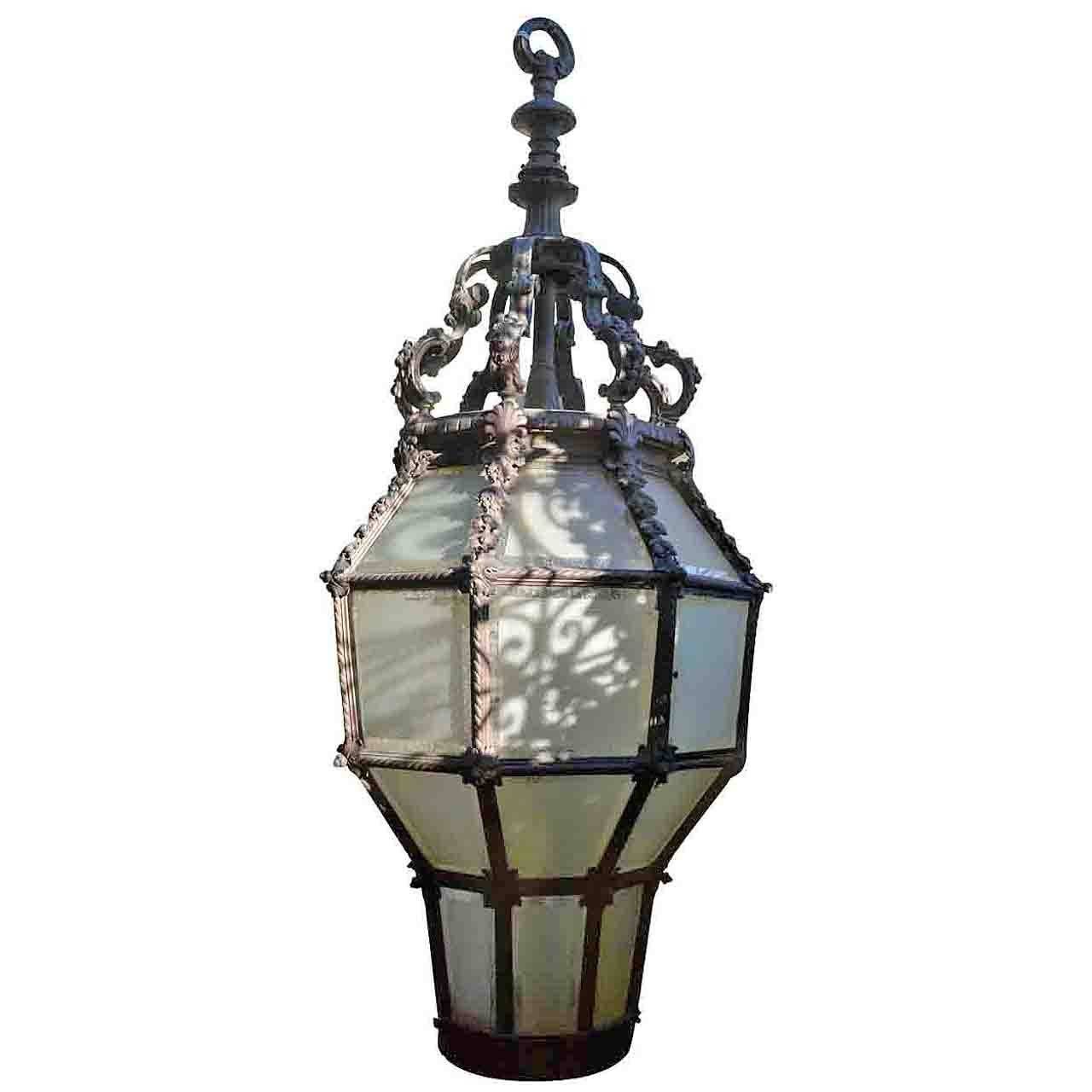 Monumental Bronze Portico Lantern, Italian Early 20th Century