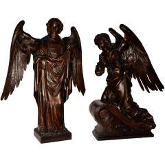 Pair of carved wood Angels