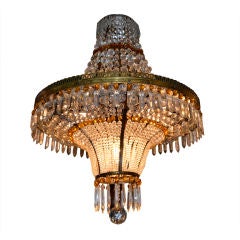 Vintage French beaded crystal 'basket' chandelier circa 1940