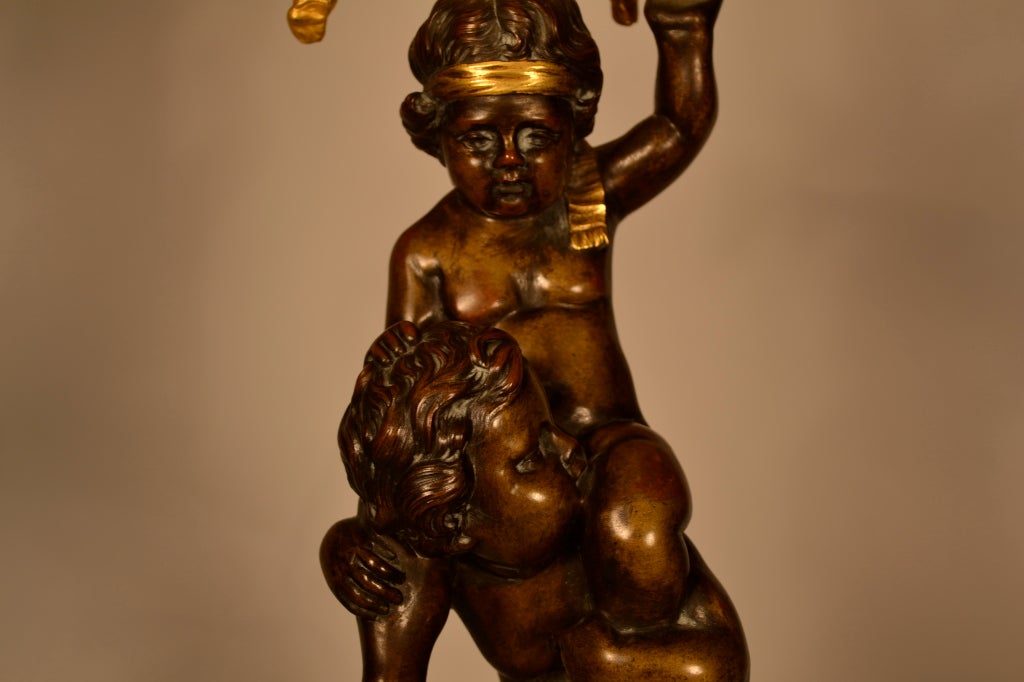 Bronze Cupid Lamp Atributed To Dasson - French Circa 1880