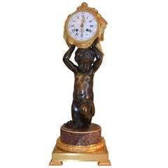 H. Dasson bronze and porphyry mantle clock dated 1880