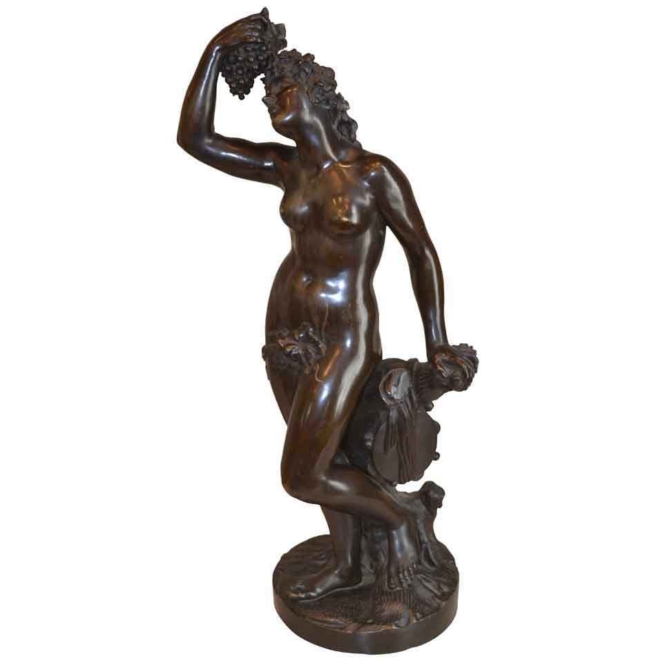 French 19th Century Bronze Bacchante (Goddess of Wine) For Sale