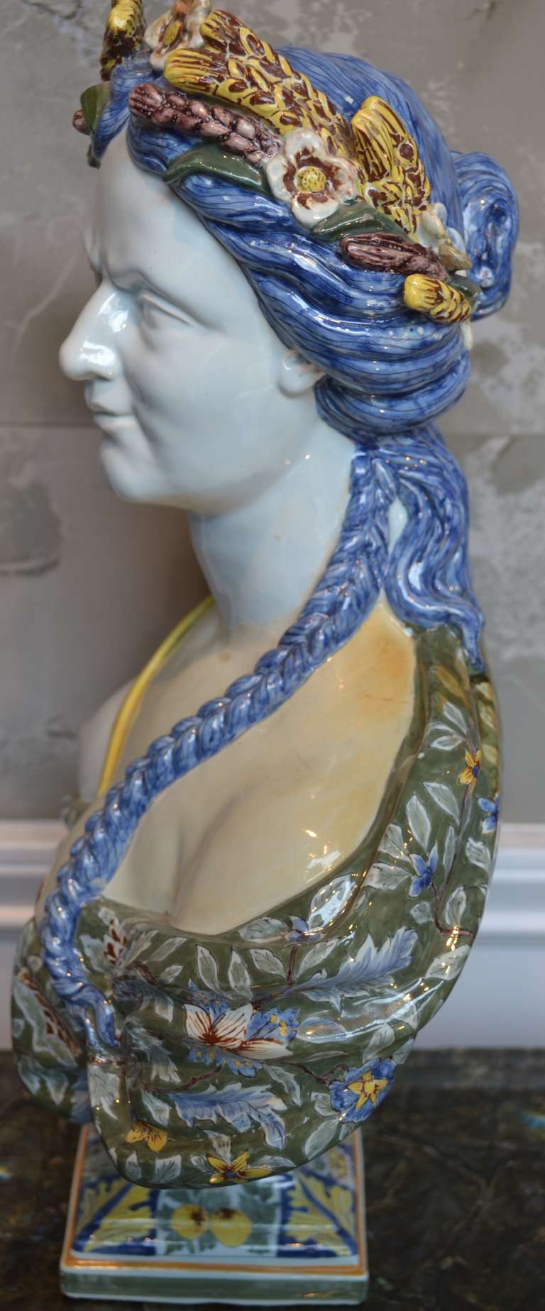French Faience de Rouen Busts of Summer and Fall,  likely by Samson For Sale
