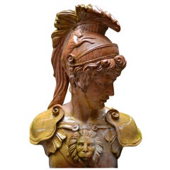 Carved marble bust of a Roman Soldier