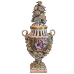 Tall Dresden Porcelain Lidded Urn
