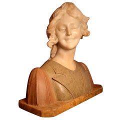 Art Nouveau Marble Bust of a Young Girl