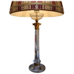Large Antique Crystal Column Lamp