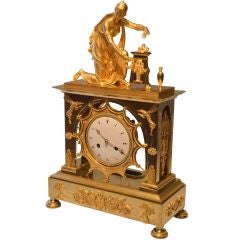 Vintage  French Empire Clock of a Vestal Virgin 