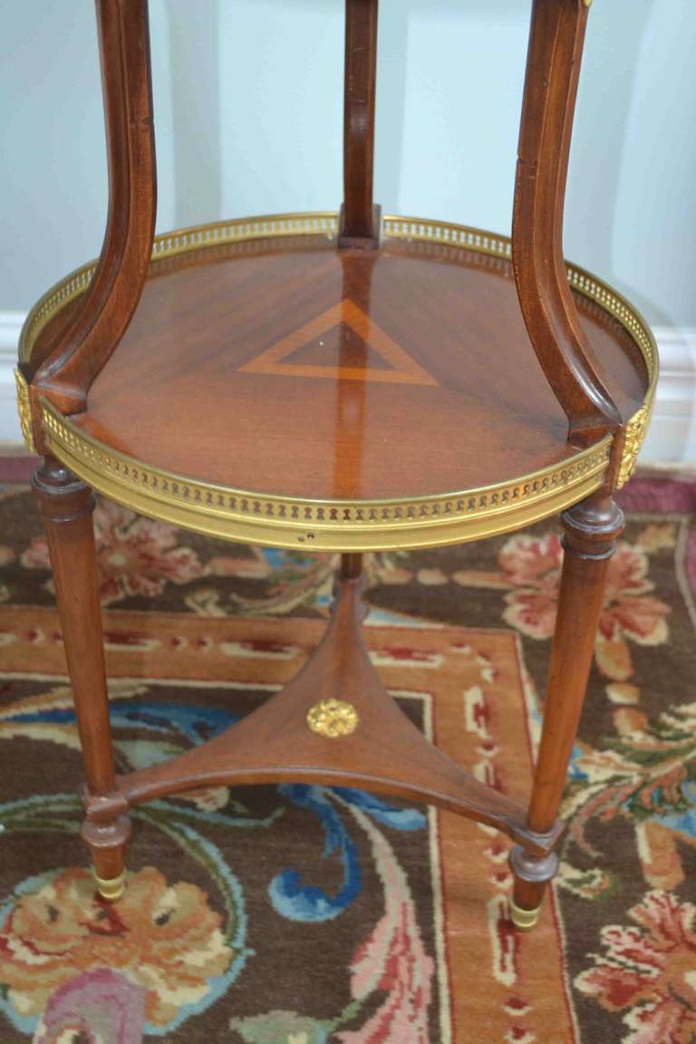French Louis XVI Style Round Tiered Occasional Table