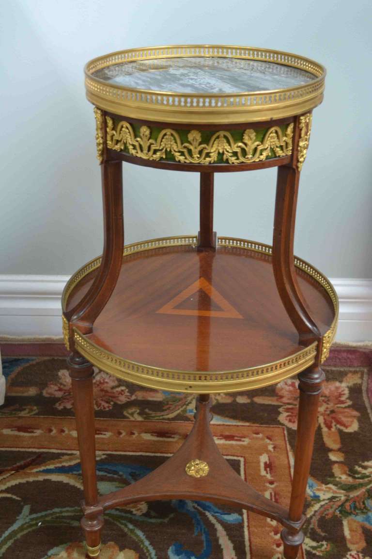 Louis XVI Style Round Tiered Occasional Table In Excellent Condition In Vancouver, BC