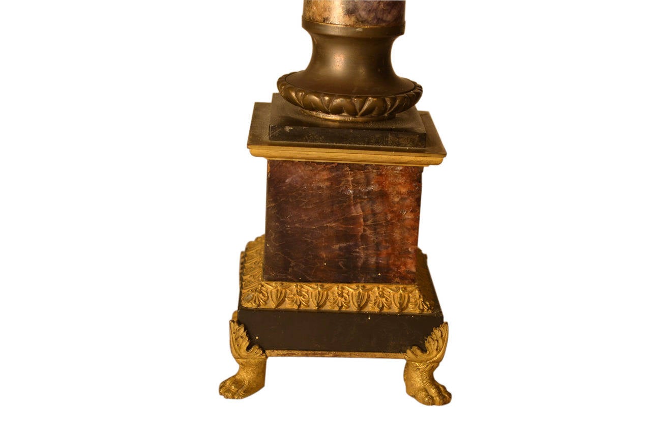 Neoclassical Antique English Mid-19th Century Blue John Lamp For Sale