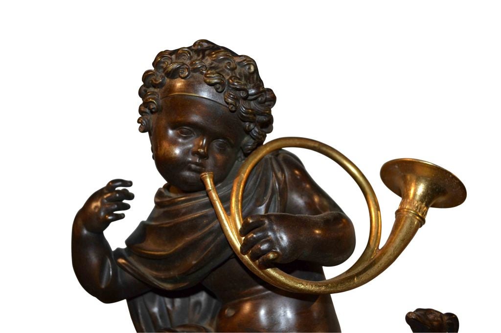 Mid 19thC Mantle Clock With Decorative Cupid And Complications