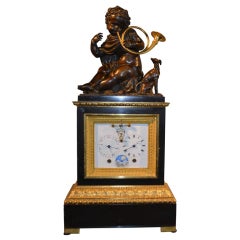 Mid 19thC Mantle Clock With Decorative Cupid And Complications