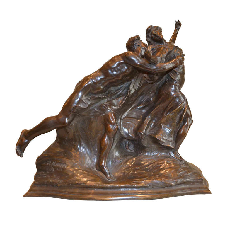 Art Nouveau Bronze by Isidore Konti titled " The Pursuit of Happiness" For Sale