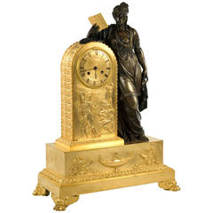 French Empire Clock of Clio, Muse of History and Writing, French, circa 1810