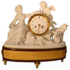 18th Century Louis XVI Bisque Clock, Dial Signed Deverberrie a Paris, circa 1790