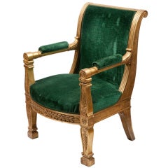 Period French Empire armchair in gilded wood