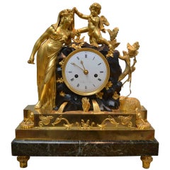 Rare French Empire Clock Of Aurora And Cupid